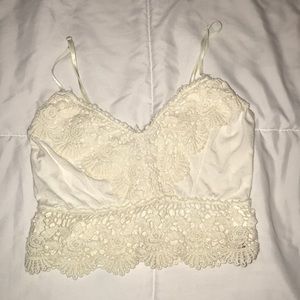 White top w floral designs